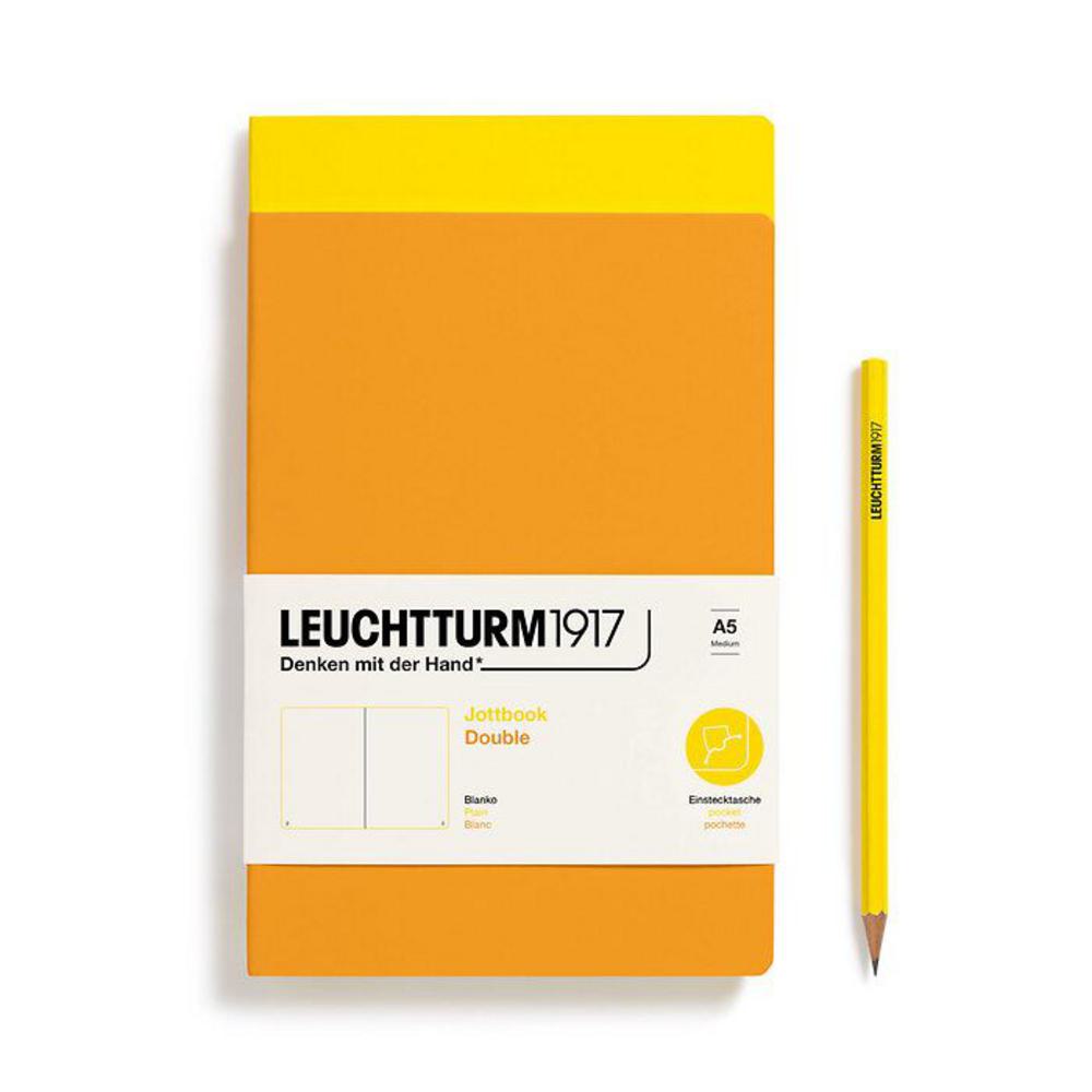 Leuchtturm, Yellow, Journal, Art & School, A5, Plain, Jottbook Double, Lemon & Rising Sun, 724287